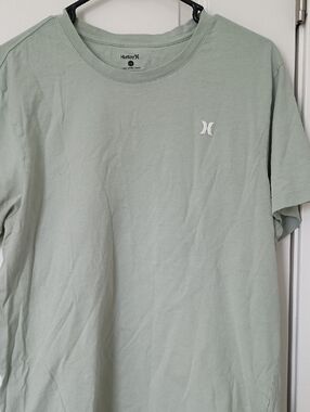 Hurley Men's Short Sleeve Crew Tee in Sage Green with White Logo